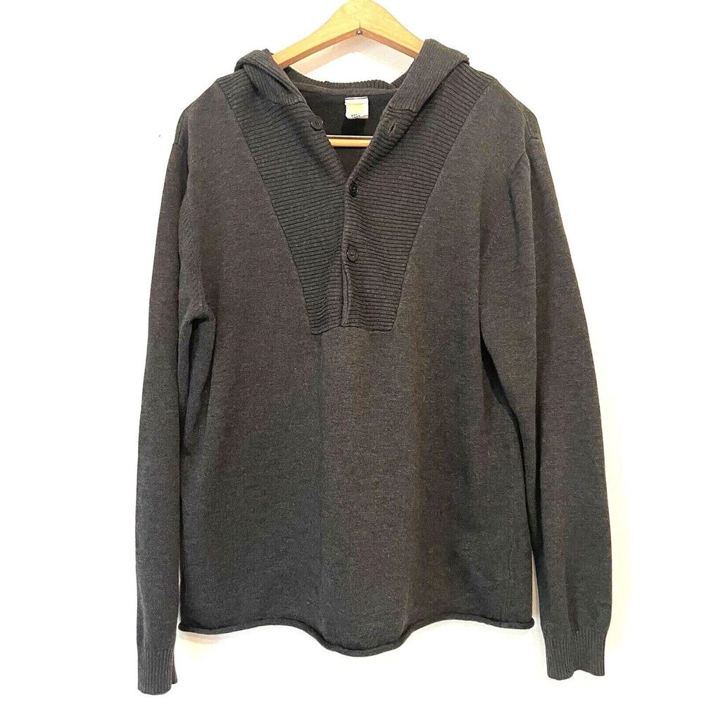 Standard Issue Mens Hoodie Sweater LARGE Dark Gray Long Sleeve Knit Cotton Blend